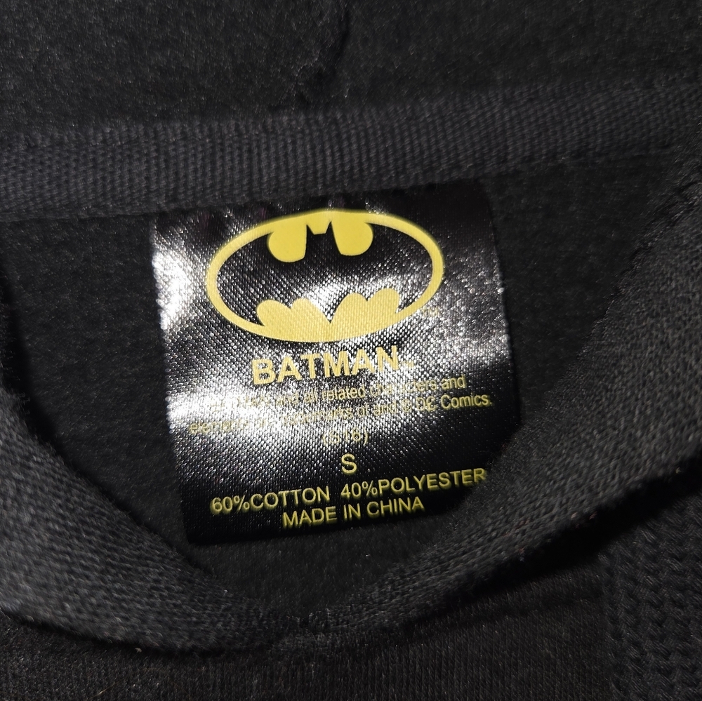 Batman DC superhero adult small black hoodie sweatshirt Preowned - Picture 6 of 8